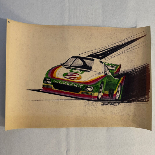Porsche 935 Kremer Racing Design Sketch Drawing Art NOTTRODT Vintage 1976