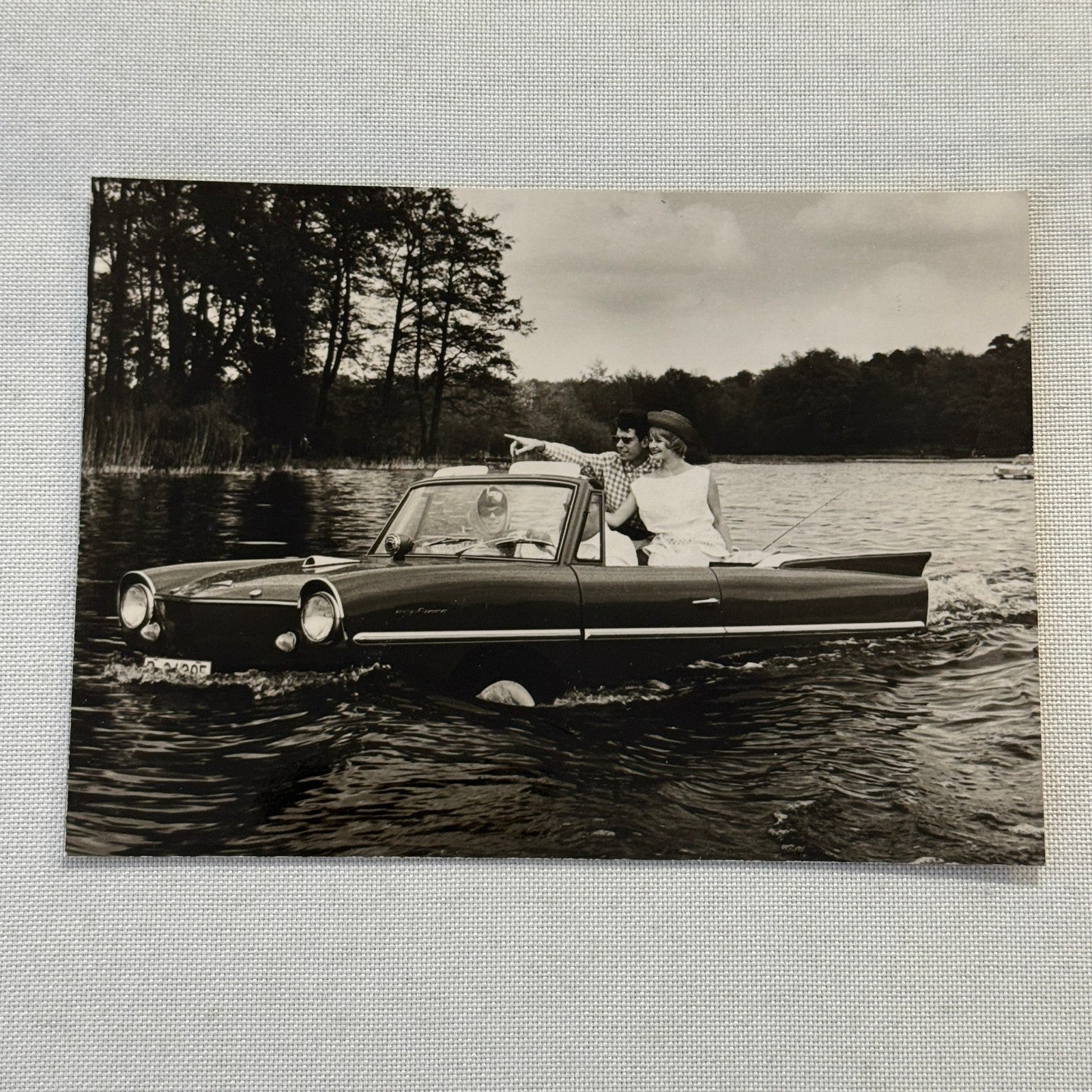 AMPHICAR Vintage Car Boat Factory Press Photo Photograph Lot 2x Vintage