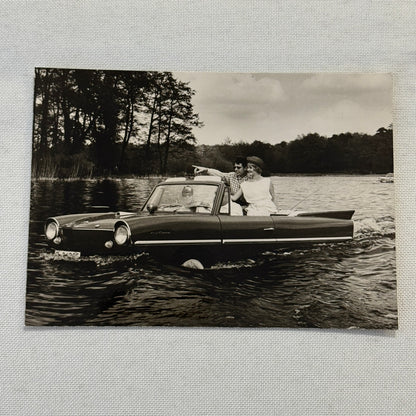 AMPHICAR Vintage Car Boat Factory Press Photo Photograph Lot 2x Vintage