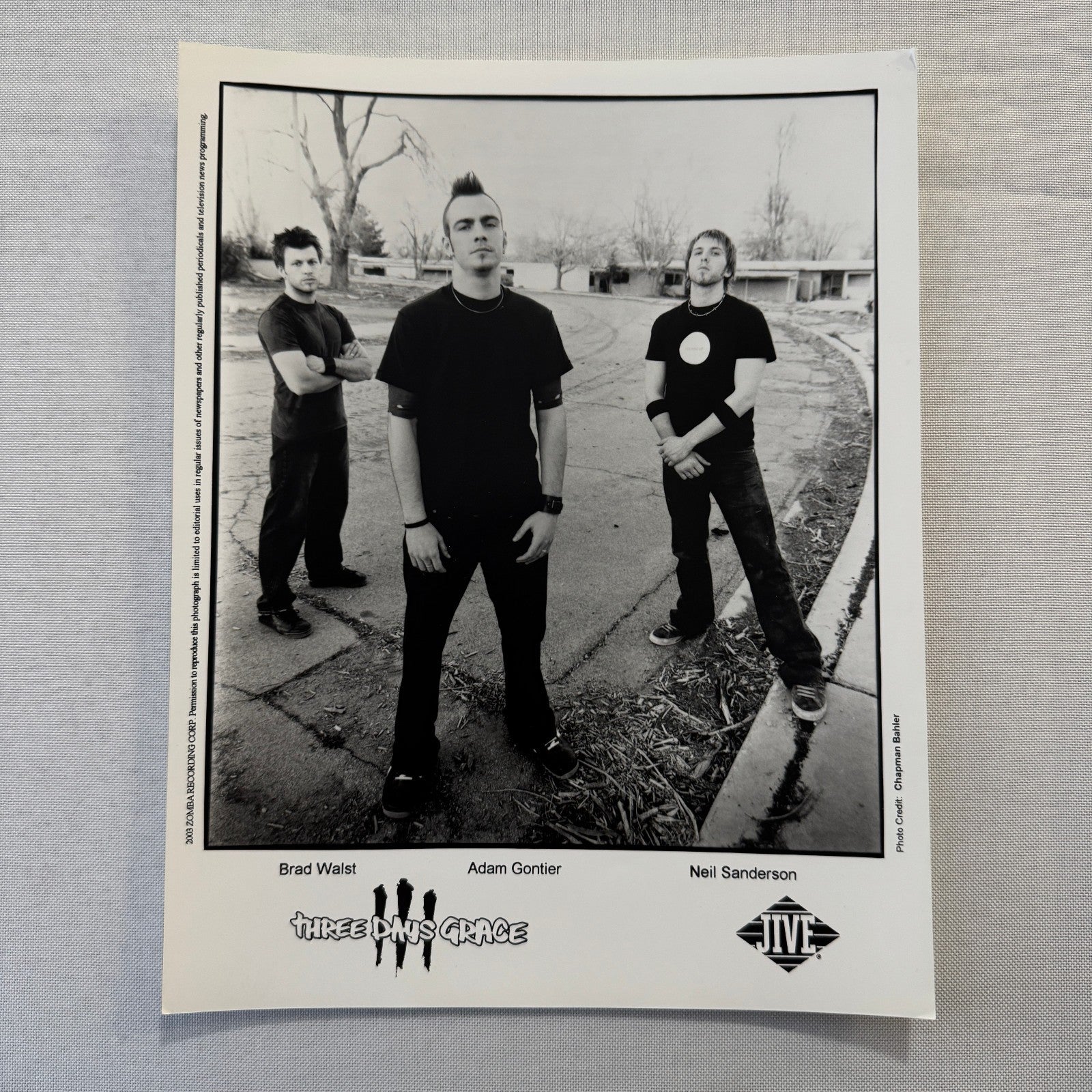 Three Days Grace Music Publicity Press Photo Photograph Band 2003 Adam Gontier