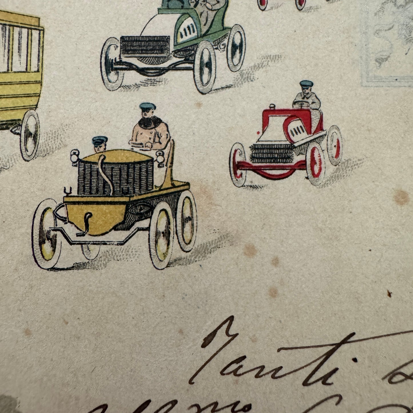 Vintage Car Automobile Postcard Post Card Italy Italian Posted with Stamp