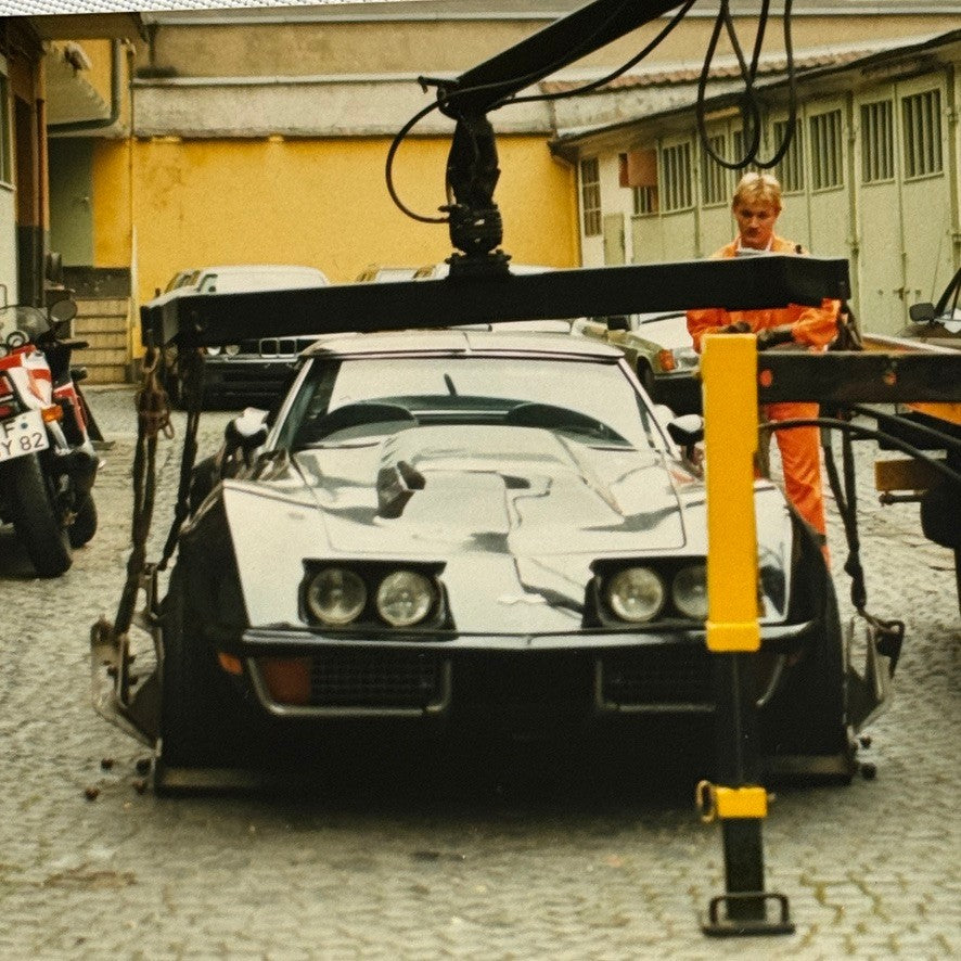 Chevrolet Corvette Parking Crane Germany Photo Photograph Print Lot 2x Mercedes