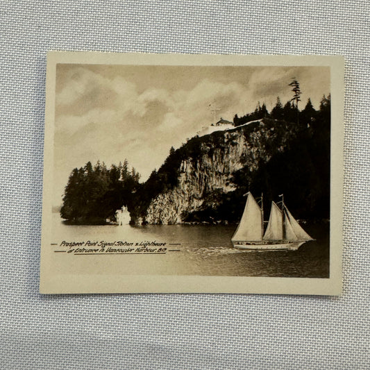 Vintage Ship Boat Lighthouse Photo Photograph Vancouver Harbour British Columbia