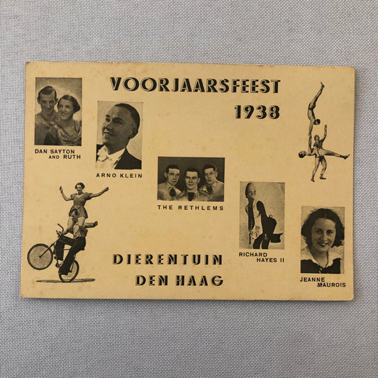 1938 German Circus Event Postcard Performers Bicycle Acrobat Day Ruth Sayton +
