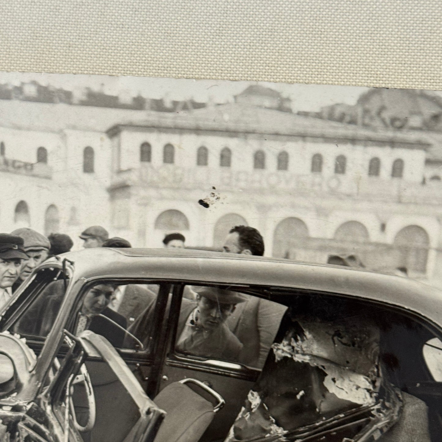 Car Accident Wreck Disaster Fiat 1500 Automobile Photo Photograph Vintage Italy