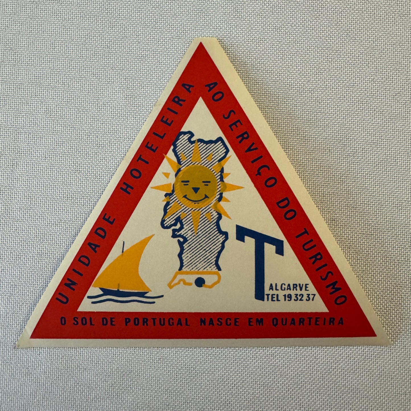 Vintage Hotel Travel Luggage Label Portugal Portuguese Unidade Hotel Hoteleira