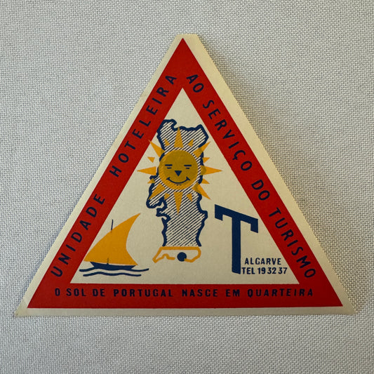 Vintage Hotel Travel Luggage Label Portugal Portuguese Unidade Hotel Hoteleira