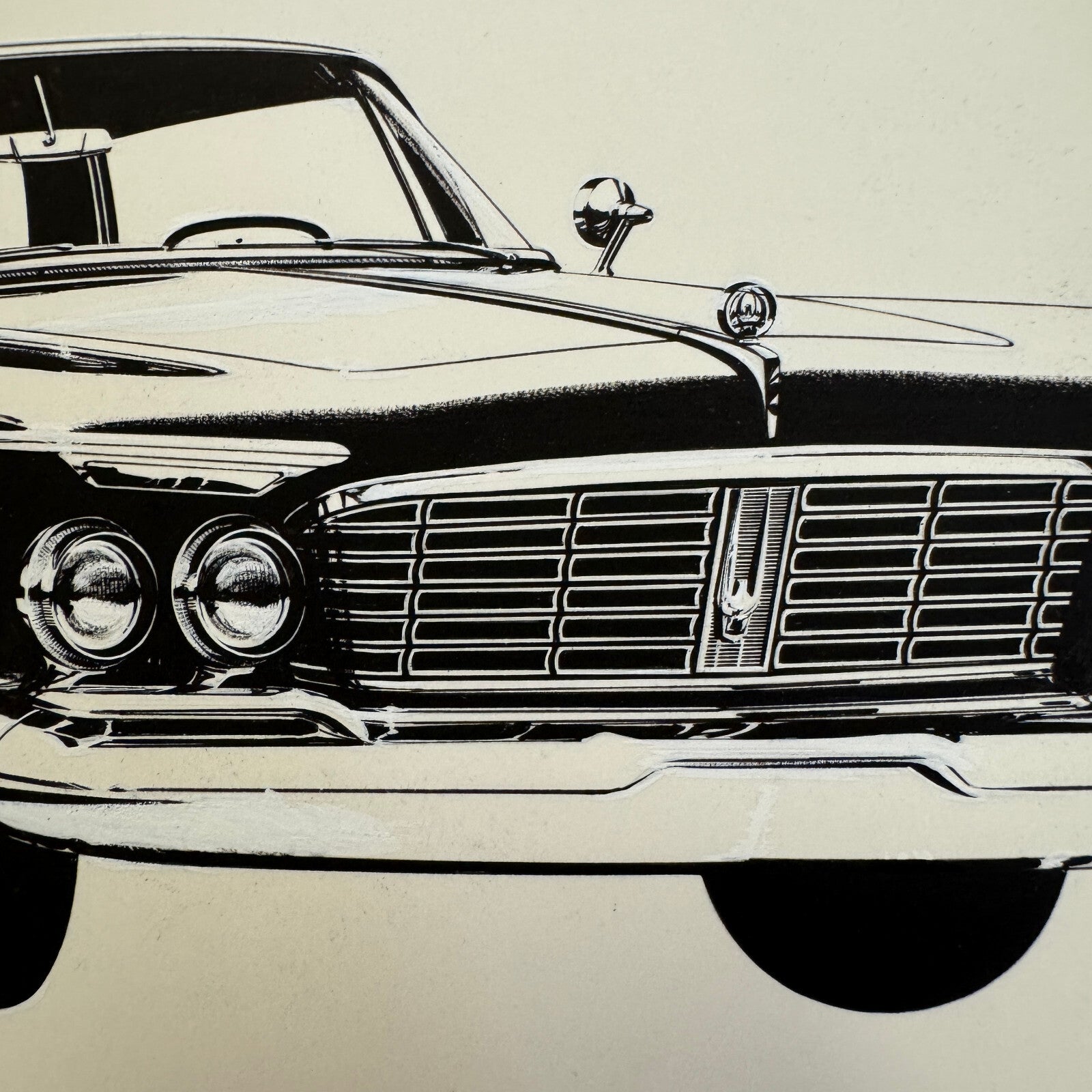 Chrysler Imperial Illustration Art Drawing Hand Drawn Robert Preis Vintage
