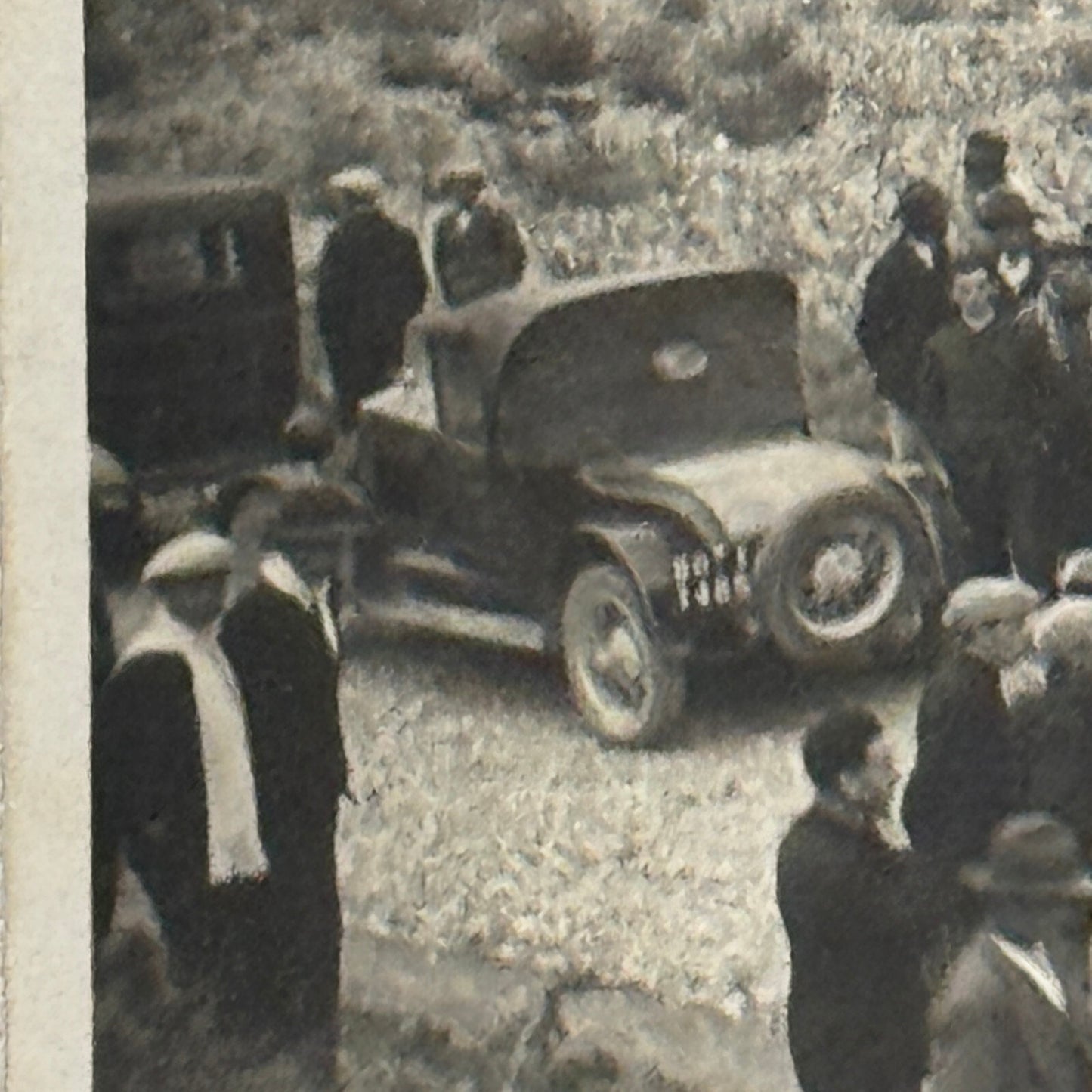 Vintage Photograph Crowd of People with Early Antique Cars Automobiles