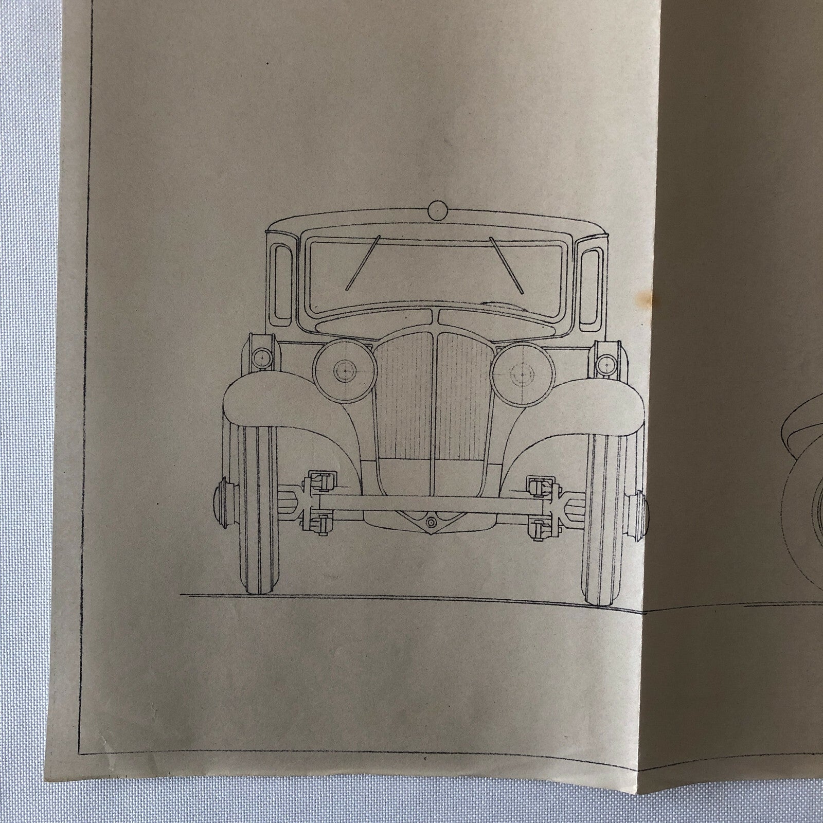 1931 Coachbuilder Car Design Blueprint Rendering Blue Print Brougham Sedan Body 