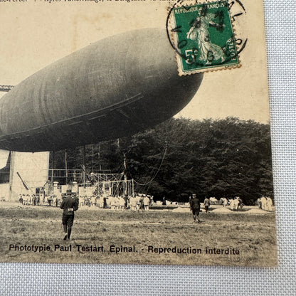 Vintage Zeppelin Airship Dirigible Postcard Post Card French Captaine Ferber