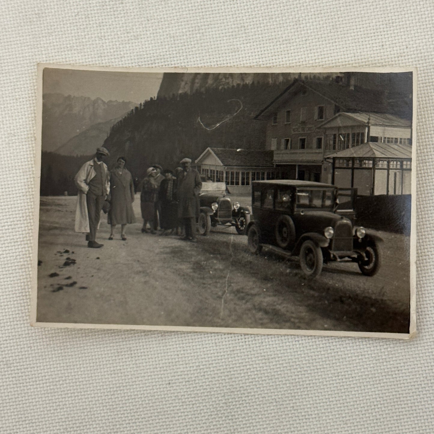 Vintage Photograph People with Antique Cars Early Automobiles
