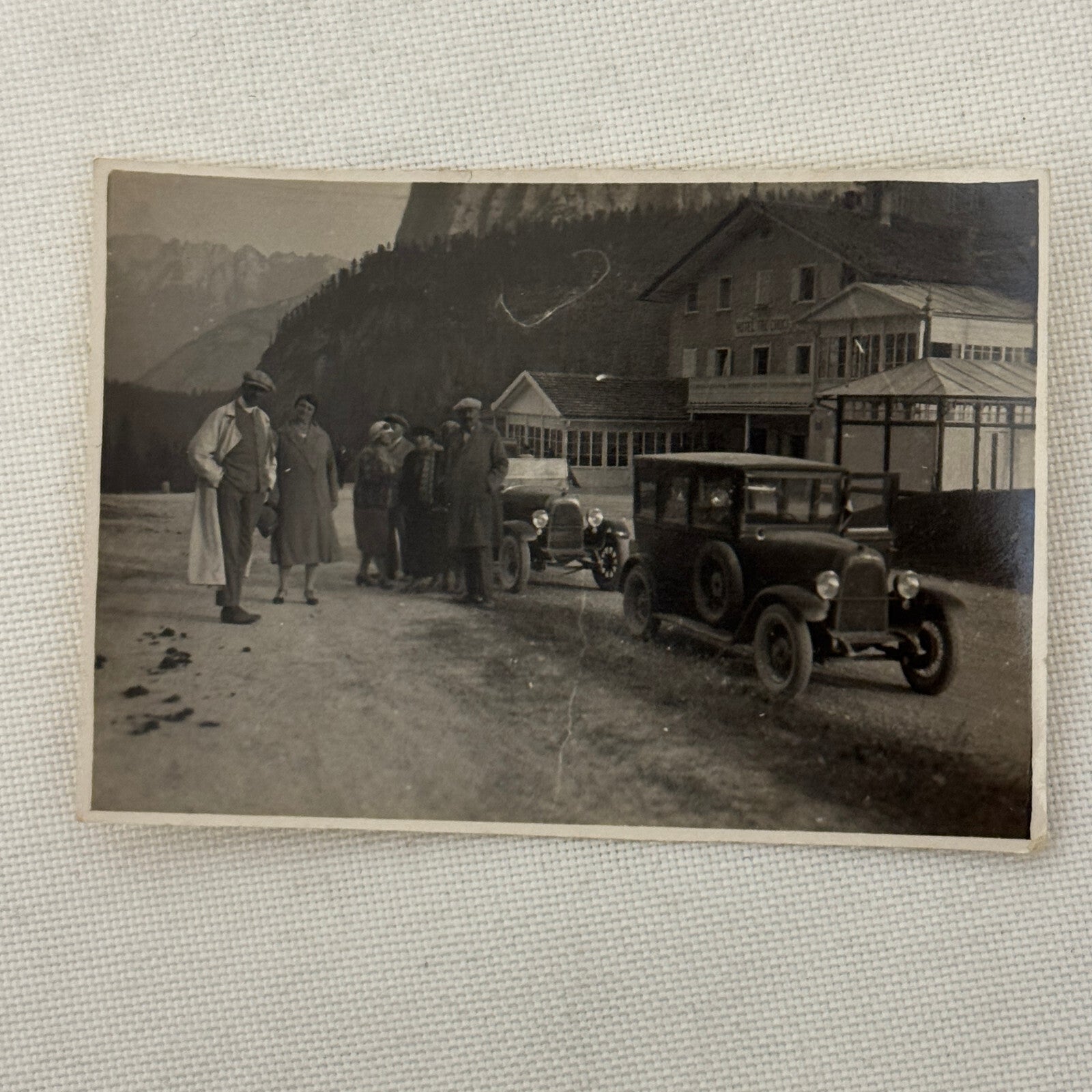 Vintage Photograph People with Antique Cars Early Automobiles