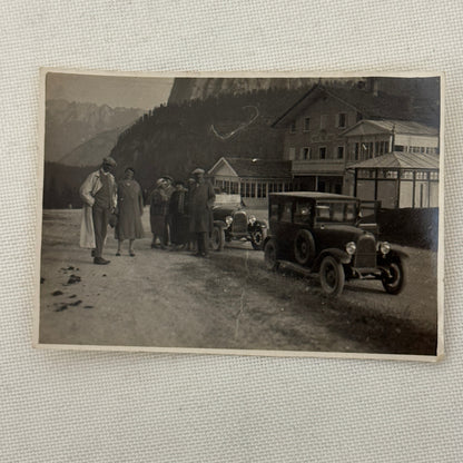 Vintage Photograph People with Antique Cars Early Automobiles