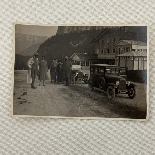 Vintage Photograph People with Antique Cars Early Automobiles