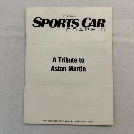 Aston Martin Volante Convertible Road Test Sales Brochure Catalog Sports Car