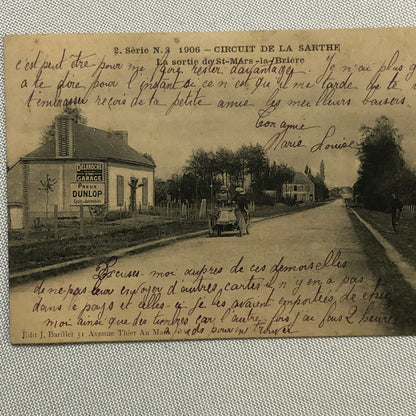 Antique 1906 Circuit de la Sarthe Racing Car Postcard Post Card French
