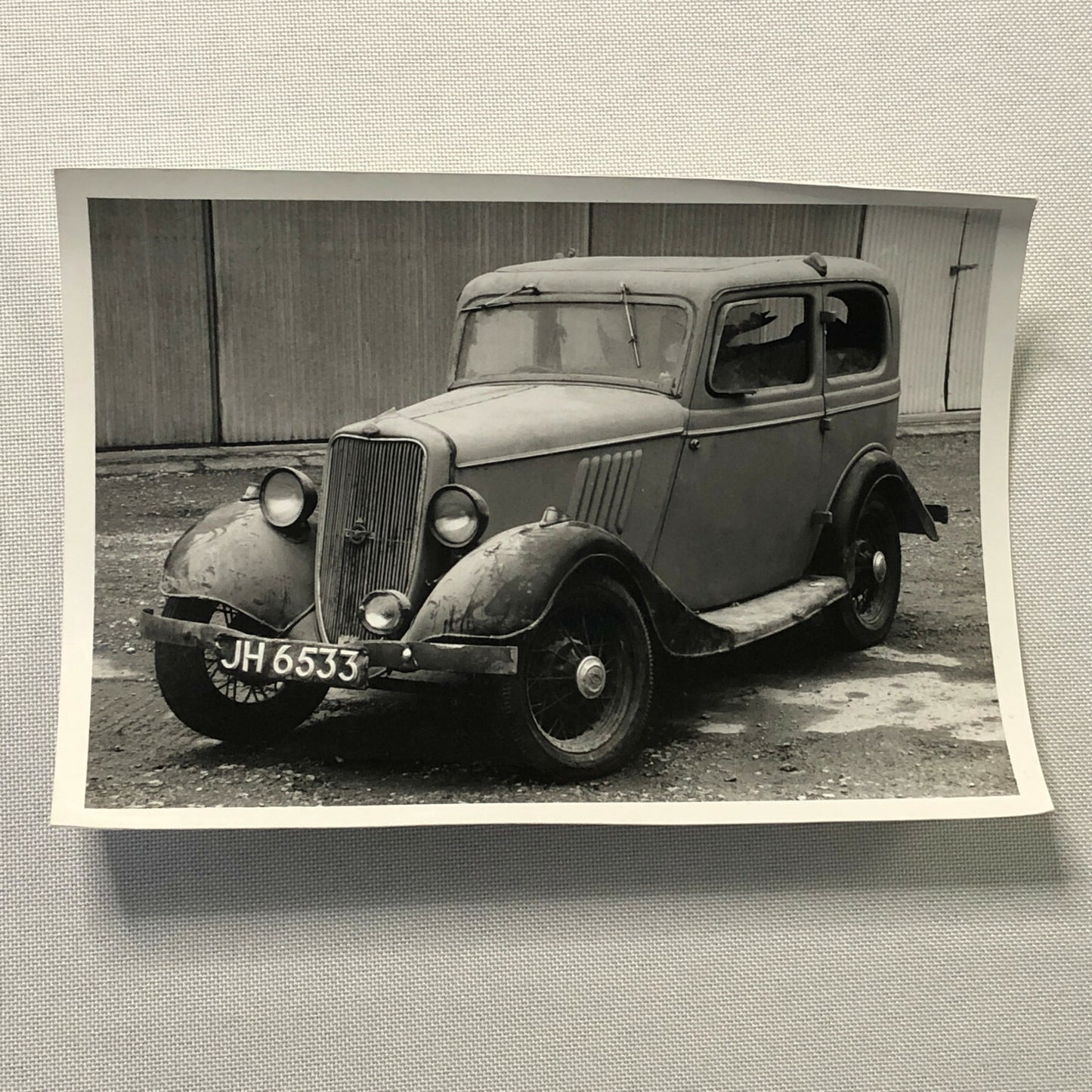 Vintage 1933 Ford Model Y Tudor Saloon Car Photo Photograph Print Barn Find 