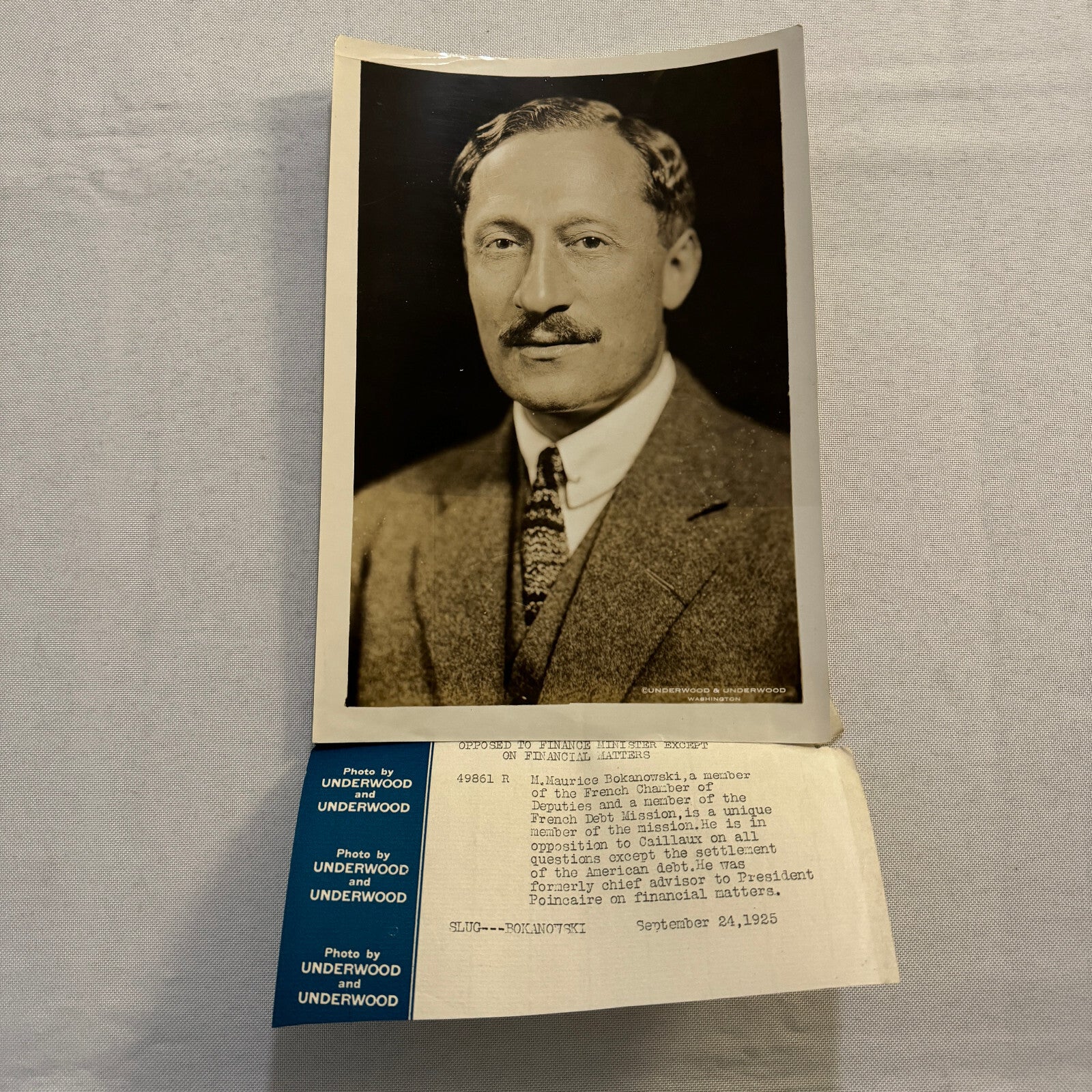 Vintage Press Photo Photograph Print French Finance American Debt 1925