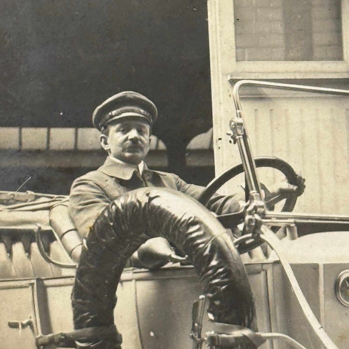 Vintage Photograph Photo Man in Early Antique Car Automobile Chauffeur