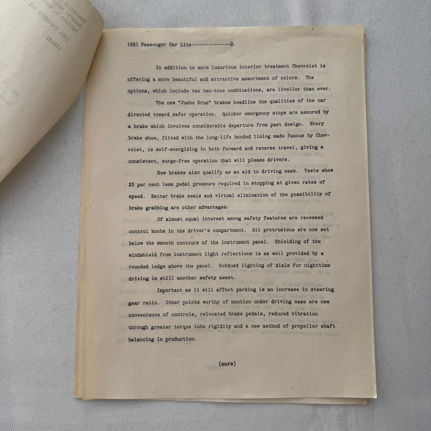 1951 Chevrolet Car General Motors Factory Press Release Document Letter Lot of 2