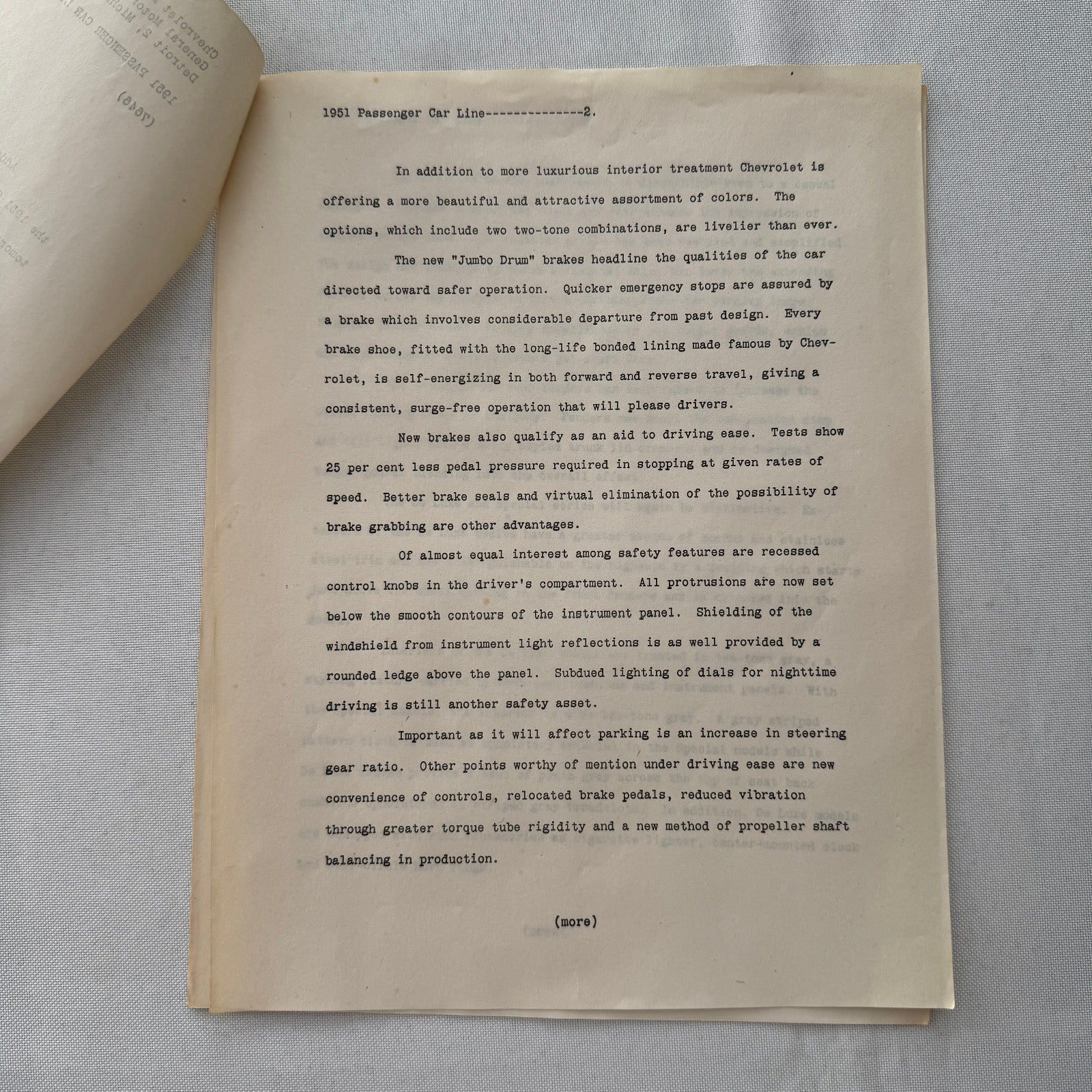 1951 Chevrolet Car General Motors Factory Press Release Document Letter Lot of 2