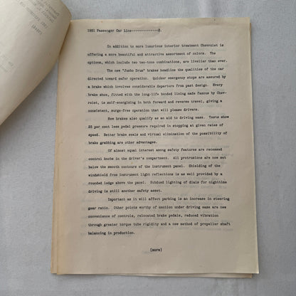 1951 Chevrolet Car General Motors Factory Press Release Document Letter Lot of 2