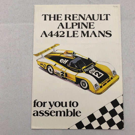 Renault A442 LeMans Paper Racing Car Model Brochure Renault 4 5 12 18 20 30 16