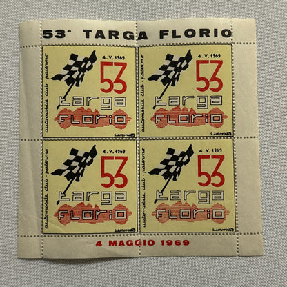 1969 Targa Florio Race Racing Postage Stamp Sheet 4x Stamps