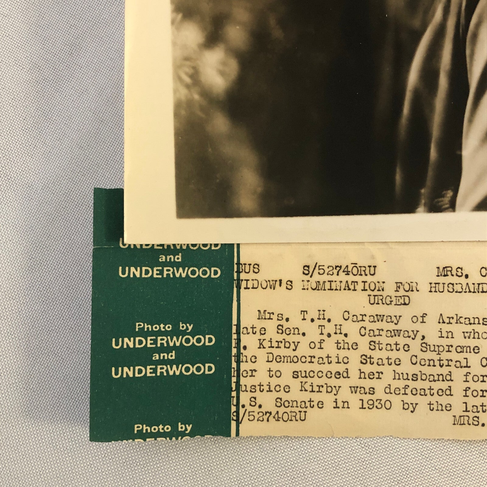 Press Photo Photograph Hattie Wyatt Caraway First Female Sentator Underwood