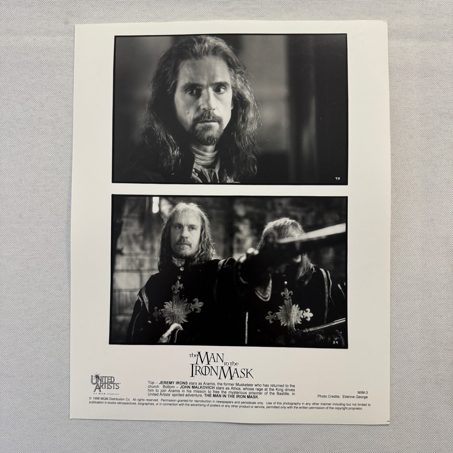 The Man in the Iron Mask Movie Press Photo Publicity Photograph Jeremy Irons