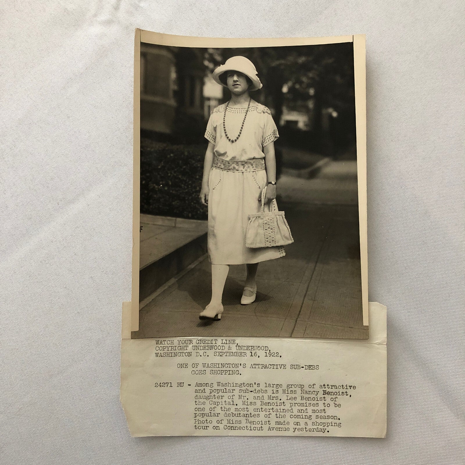 Press Photo Photograph Beautiful Debutante Woman 1922 Nancy Benoist