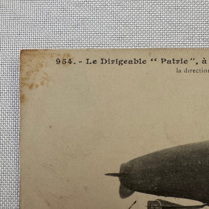 Vintage Zeppelin Airship Dirigible Postcard Post Card French Patrie 1908 Posted