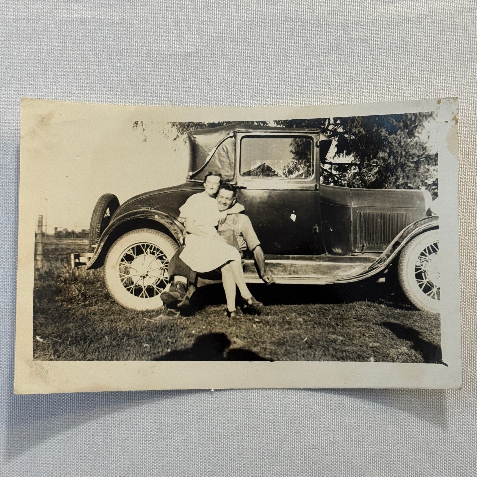 Vintage Car Automobile Photo Photograph Print Snapshot Couple Man Woman