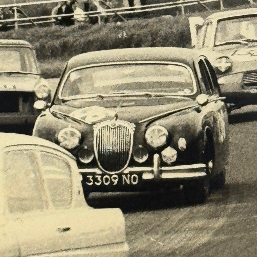 Vintage Racing Photo Photograph Print Ford Jaguar