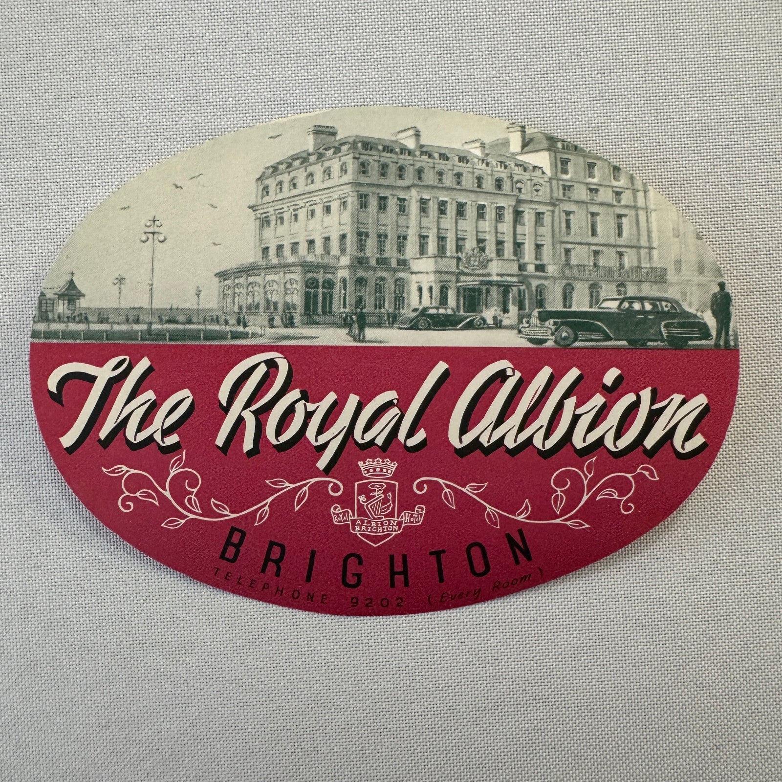 Vintage Hotel Travel Luggage Label The Royal Albion Hotel Brighton UK England