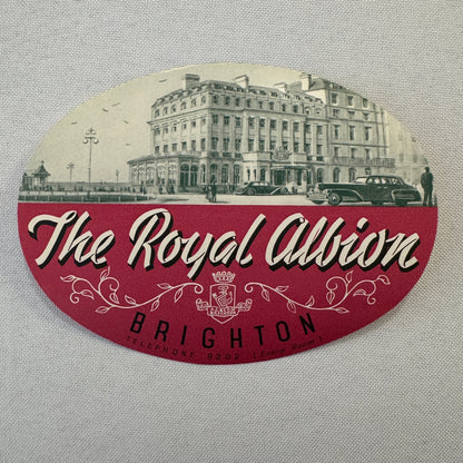 Vintage Hotel Travel Luggage Label The Royal Albion Hotel Brighton UK England