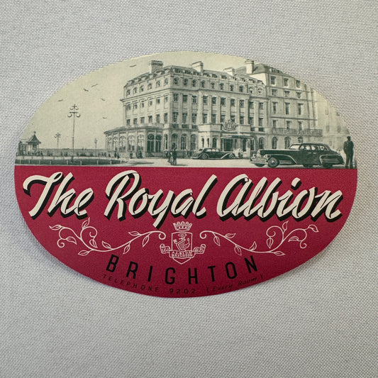 Vintage Hotel Travel Luggage Label The Royal Albion Hotel Brighton UK England