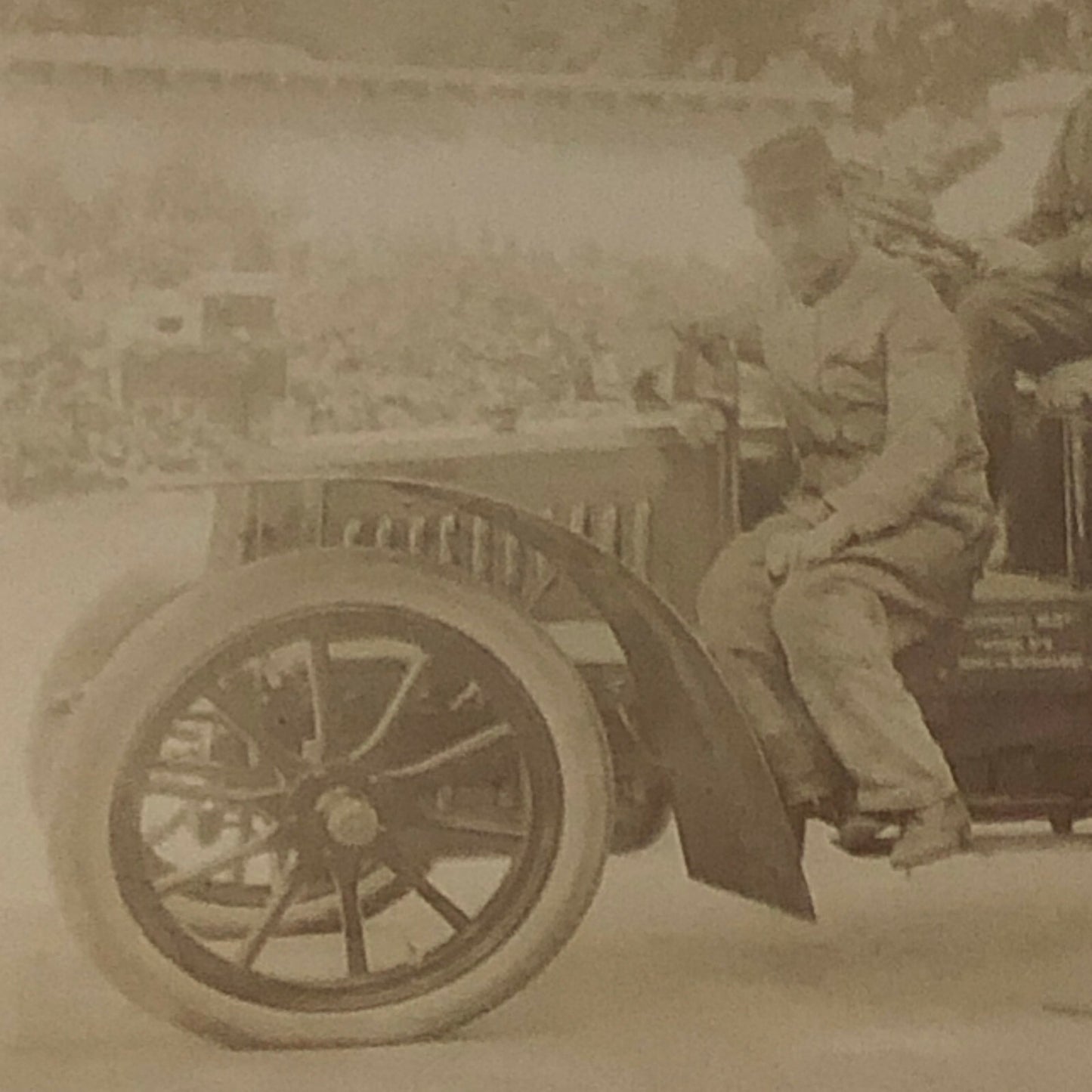 Antique Photo Photograph Print Men in Early Automobile Car Vehicle Italian ? 