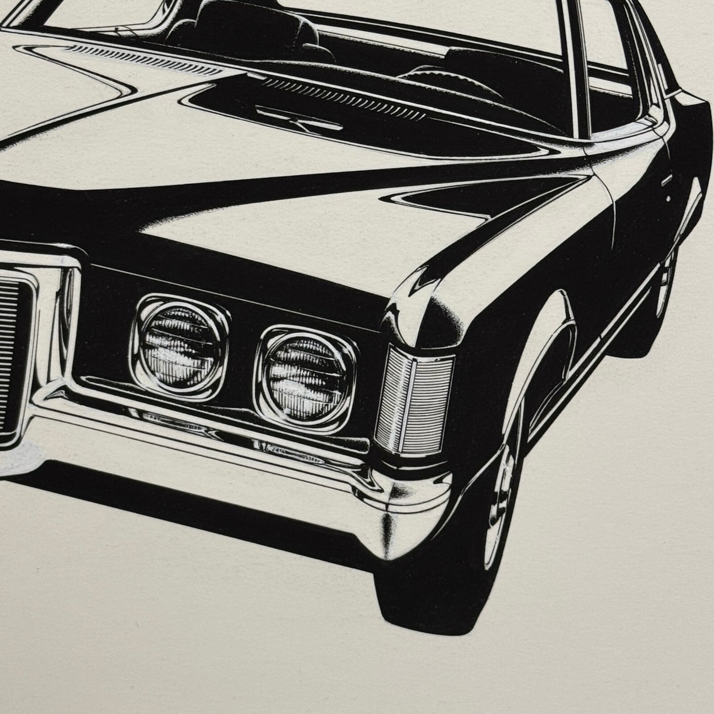 Vintage Pontiac Grand Prix Car Illustration Art Drawing Hand Drawn Robert Preis