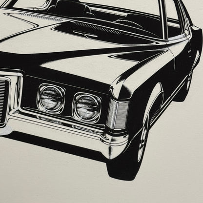 Vintage Pontiac Grand Prix Car Illustration Art Drawing Hand Drawn Robert Preis