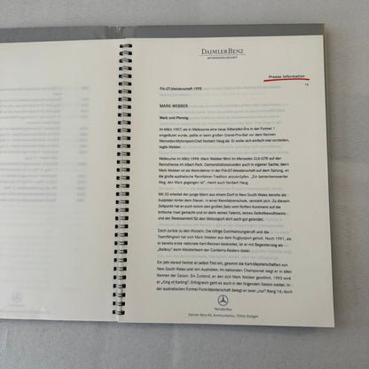 1998 Mercedes CLK GTR GT Racing Press Kit Photos Mark Webber Driver GERMAN