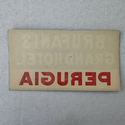 Vintage Hotel Travel Luggage Label Brufani Grand Hotel Perugia Italy Italian