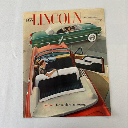 1953 Lincoln Capri and Cosmopolitan Car Sales Brochure Catalog Vintage