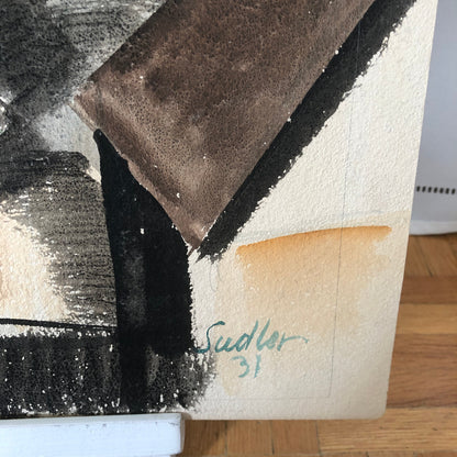 Vintage Painting Art Artwork Artist Arthur E Sudler Water Buildings 1931