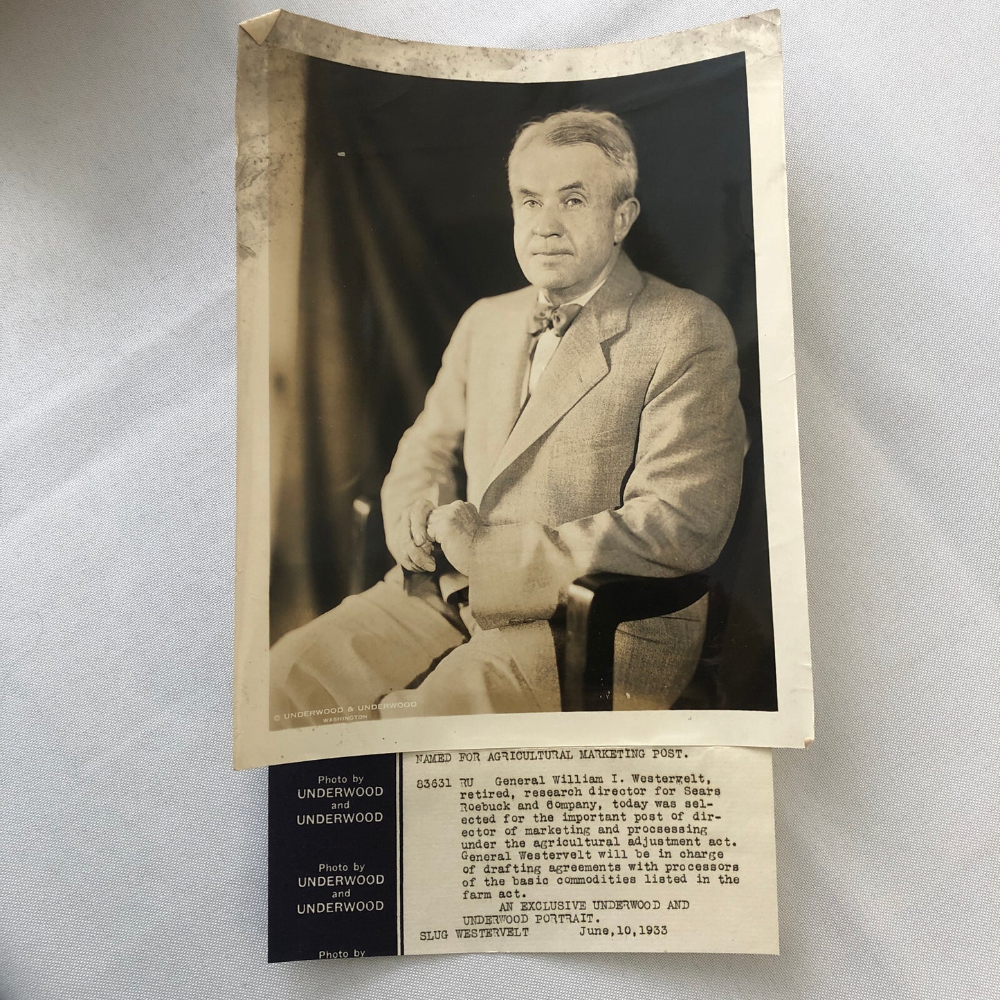 Press Photo Photograph Sears and Roebuck Executive Agriculture Post 1933