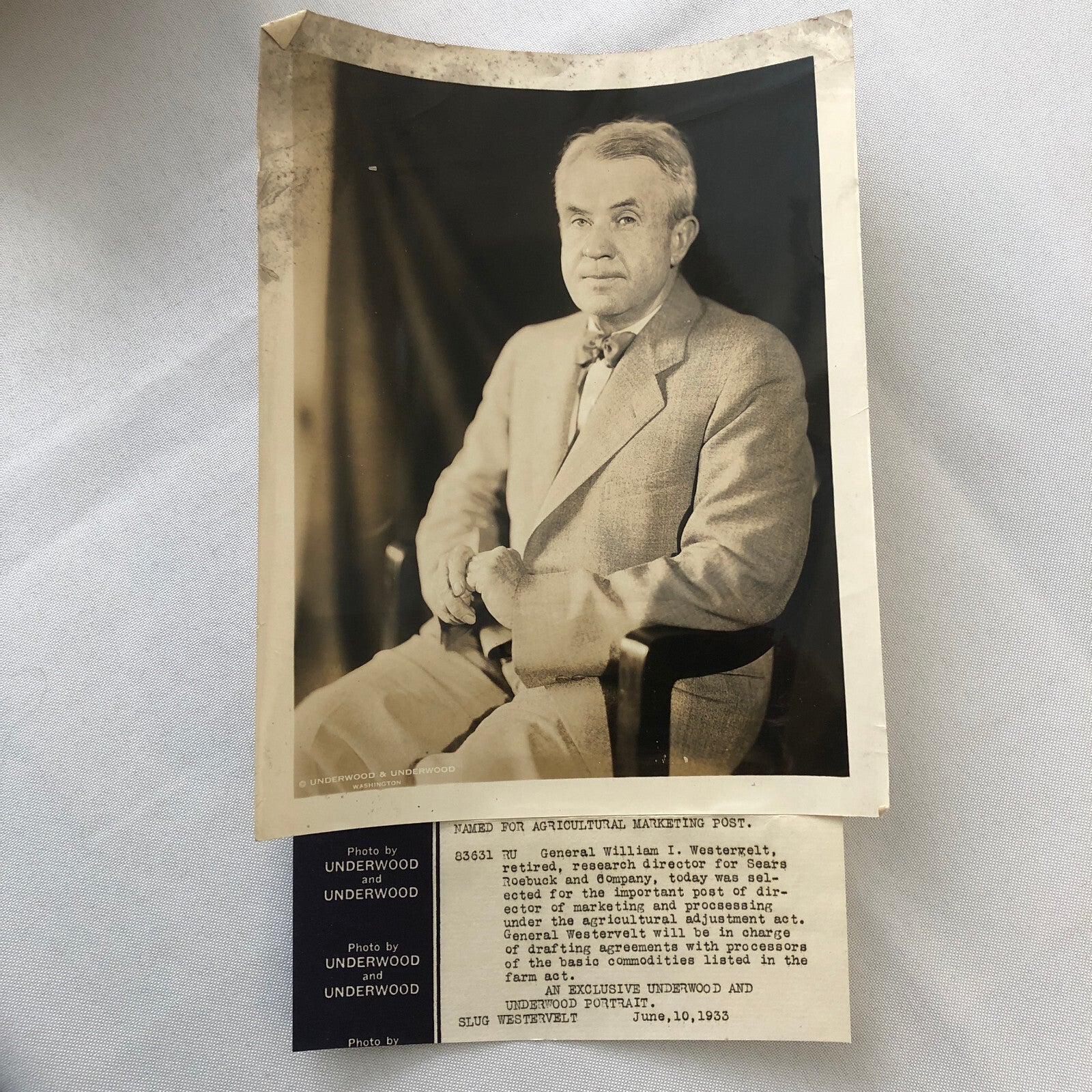 Press Photo Photograph Sears and Roebuck Executive Agriculture Post 1933