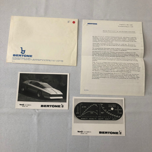 1976 Bertone Alfa Romeo 33 Navajo Concept Car Prototype Press Kit with Photos