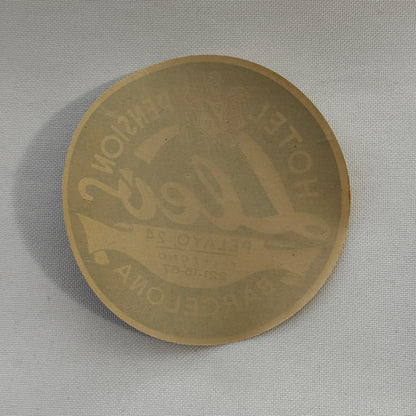 Vintage Travel Luggage Label Hotel Pension Lleo Barcelona Spain Spanish