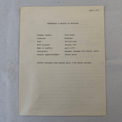 State of California Department of Public Works Interstate Highway 5 Press Kit